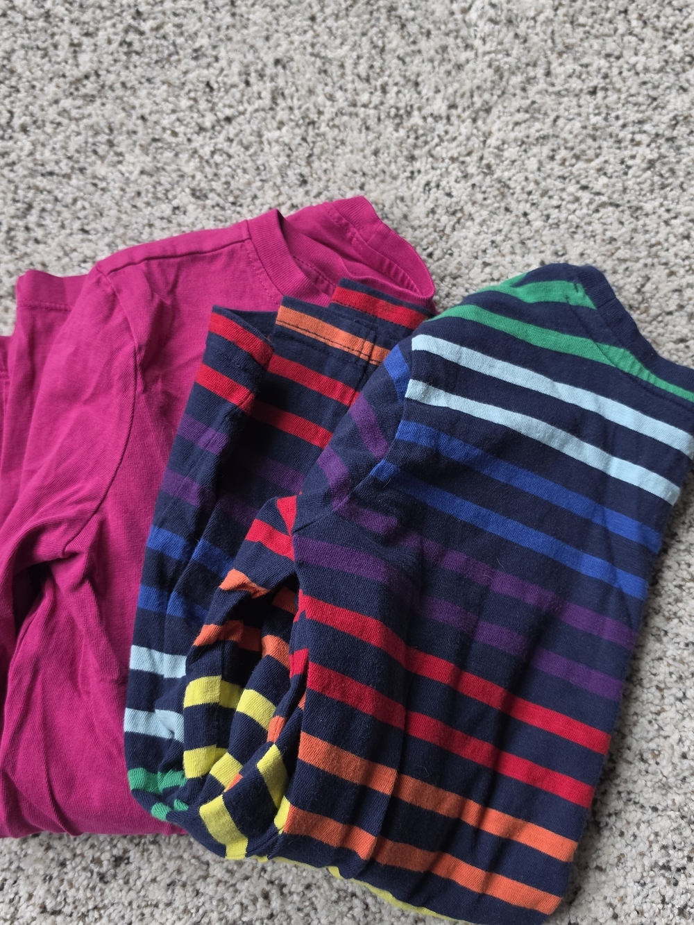 Primary Kids Long Sleeve Tees - Magenta & Multicolor Stripes